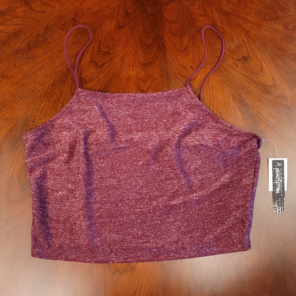 Wallflower Red & Silver Knit Crop Cami XL NWT